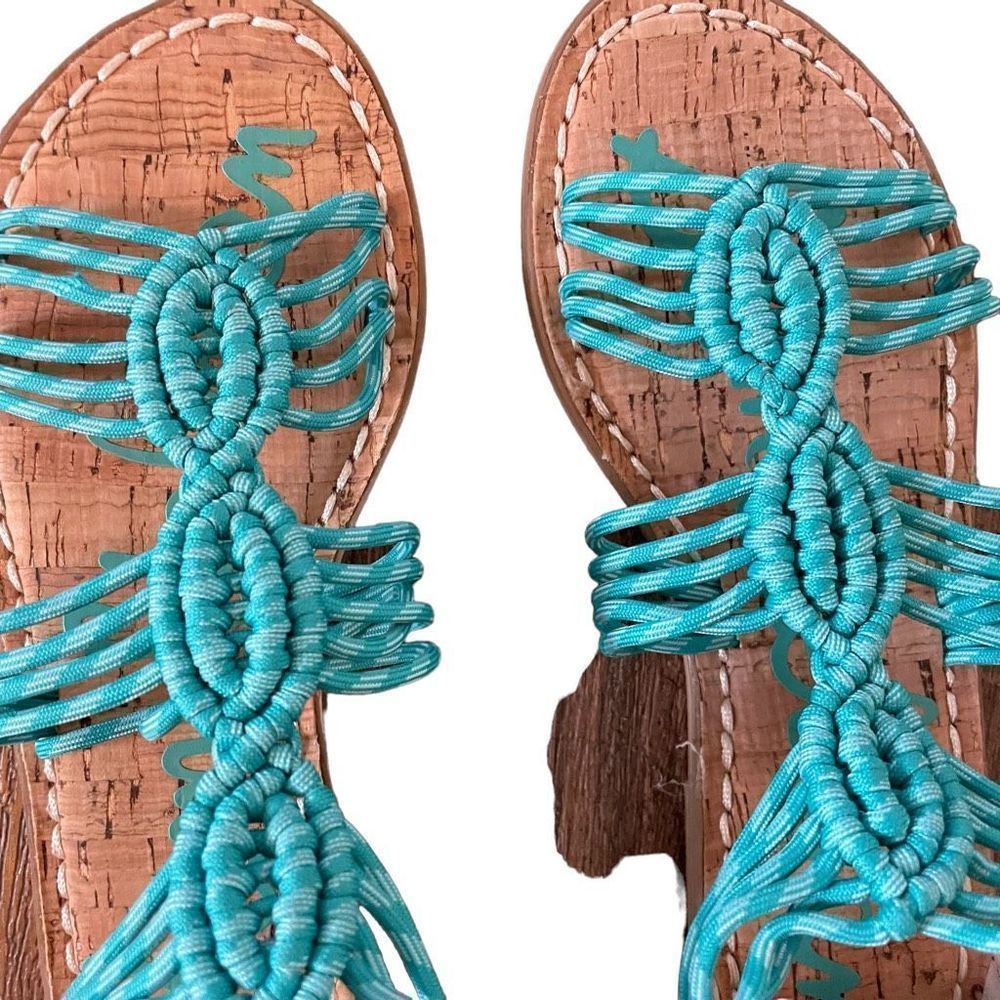 Sam Edelman Turquoise Summer Sandals Shoes, Youth Girl Size 2 Gladiator Flat - Picture 2 of 4